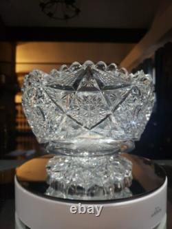 Pedestal Ice Bucket American Brilliant period Cut Glass Crystal Libbey Colonna