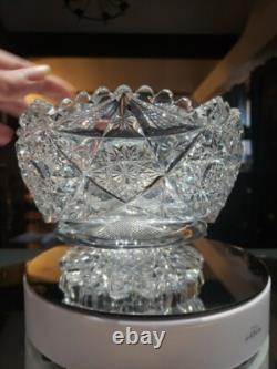 Pedestal Ice Bucket American Brilliant period Cut Glass Crystal Libbey Colonna