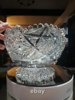 Pedestal Ice Bucket American Brilliant period Cut Glass Crystal Libbey Colonna