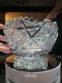Pedestal Ice Bucket American Brilliant period Cut Glass Crystal Libbey Colonna