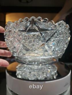 Pedestal Ice Bucket American Brilliant period Cut Glass Crystal Libbey Colonna
