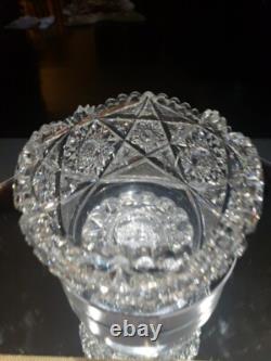 Pedestal Ice Bucket American Brilliant period Cut Glass Crystal Libbey Colonna