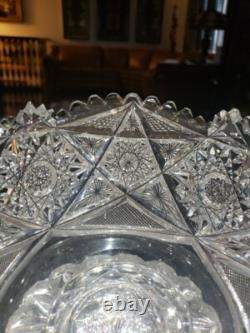 Pedestal Ice Bucket American Brilliant period Cut Glass Crystal Libbey Colonna