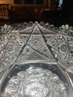 Pedestal Ice Bucket American Brilliant period Cut Glass Crystal Libbey Colonna