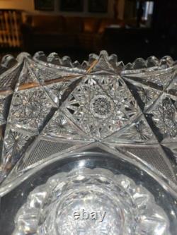 Pedestal Ice Bucket American Brilliant period Cut Glass Crystal Libbey Colonna