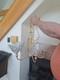Pendent Vintage Lead Cut Crystal 5 Arm Glass Body Brass Gold Accent Chandelier