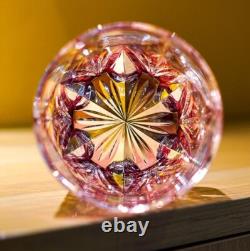 Pink Crystal Whiskey Glasses Hand Cut To Clear Stars 9oz For Wedding/Party