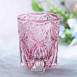 Pink Crystal Whiskey Glasses Hand Cut To Clear Stars 9oz For Wedding/Party