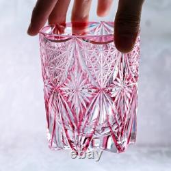 Pink Crystal Whiskey Glasses Hand Cut To Clear Stars 9oz For Wedding/Party