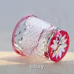 Pink Edo Kiriko Drinking Glass Hand Cut Crystal Whisky Glasses 12oz For Women