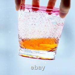 Pink Edo Kiriko Drinking Glass Hand Cut Crystal Whisky Glasses 12oz For Women
