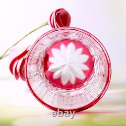 Pink Edo Kiriko Drinking Glass Hand Cut Crystal Whisky Glasses 12oz For Women