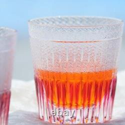 Pink Unique Edo Kiriko Drinking Glass Old Fashioned Cut Crystal Whisky Cup 11oz