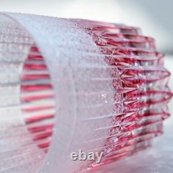 Pink Unique Edo Kiriko Drinking Glass Old Fashioned Cut Crystal Whisky Cup 11oz