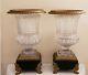 Pr ANTIQUE FRENCH EMPIRE BRONZE & BACCARAT CUT CRYSTAL URNS BEAUTIFUL FRANCE WOW