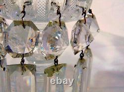 Pr French Crystal Continental Cut Glass Candlesticks Girondoles Lamps Prisms