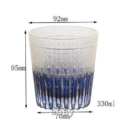 Premium Hand Cut To Clear Blue Lead Crystal Whiskey Bourbon Glass 11oz