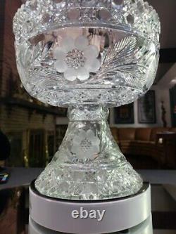 Punch Bowl & Stand Base American Brilliant period Cut Glass Crystal Keifer Bros