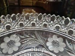 Punch Bowl & Stand Base American Brilliant period Cut Glass Crystal Keifer Bros