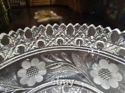 Punch Bowl & Stand Base American Brilliant period Cut Glass Crystal Keifer Bros