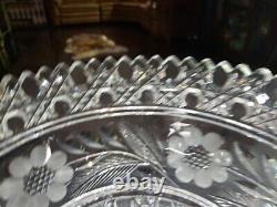 Punch Bowl & Stand Base American Brilliant period Cut Glass Crystal Keifer Bros