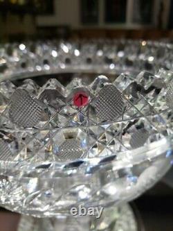 Punch Bowl & Stand Base American Brilliant period Cut Glass Crystal Keifer Bros