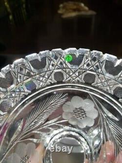 Punch Bowl & Stand Base American Brilliant period Cut Glass Crystal Keifer Bros