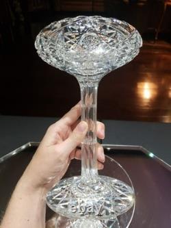 Quality 9 Compote Bowl American Brilliant Cut Glass Crystal bubble hollow stem