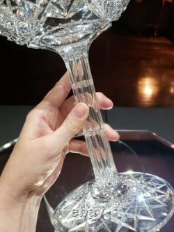 Quality 9 Compote Bowl American Brilliant Cut Glass Crystal bubble hollow stem