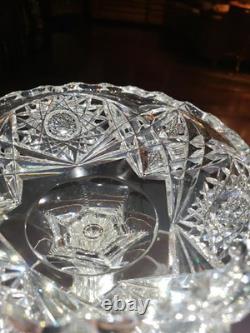 Quality 9 Compote Bowl American Brilliant Cut Glass Crystal bubble hollow stem