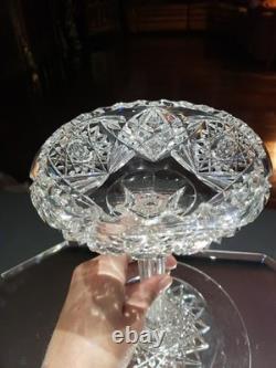 Quality 9 Compote Bowl American Brilliant Cut Glass Crystal bubble hollow stem