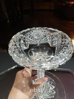 Quality 9 Compote Bowl American Brilliant Cut Glass Crystal bubble hollow stem