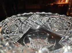 Quality 9 Compote Bowl American Brilliant Cut Glass Crystal bubble hollow stem