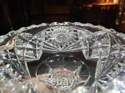 Quality 9 Compote Bowl American Brilliant Cut Glass Crystal bubble hollow stem