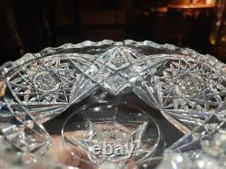 Quality 9 Compote Bowl American Brilliant Cut Glass Crystal bubble hollow stem