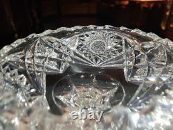 Quality 9 Compote Bowl American Brilliant Cut Glass Crystal bubble hollow stem