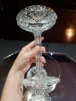 Quality 9 Compote Bowl American Brilliant Cut Glass Crystal bubble hollow stem