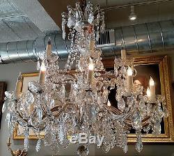 Quality Mid Century Cut Crystal 18 Light Entryway Dining Room Entry Chandelier