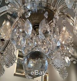 Quality Mid Century Cut Crystal 18 Light Entryway Dinning Room Entry Chandelier