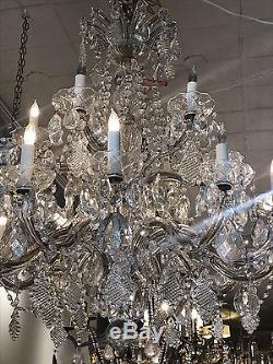 Quality Mid Century Cut Crystal 18 Light Entryway Dinning Room Entry Chandelier