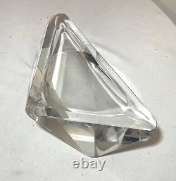 Quality vintage art glass cut crystal signed Esoterica cigar table ashtray tray