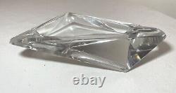 Quality vintage art glass cut crystal signed Esoterica cigar table ashtray tray