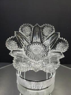 RARE 10 BOWL, American brilliant Period Cut glass Crystal Pitkin & Brooks Pinto