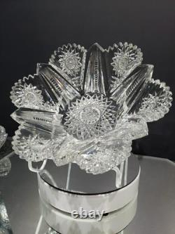 RARE 10 BOWL, American brilliant Period Cut glass Crystal Pitkin & Brooks Pinto