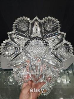 RARE 10 BOWL, American brilliant Period Cut glass Crystal Pitkin & Brooks Pinto