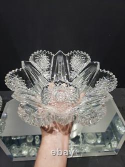 RARE 10 BOWL, American brilliant Period Cut glass Crystal Pitkin & Brooks Pinto