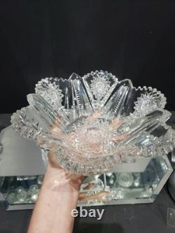 RARE 10 BOWL, American brilliant Period Cut glass Crystal Pitkin & Brooks Pinto
