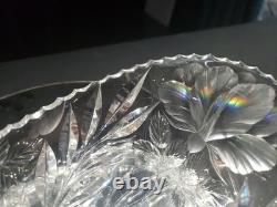 RARE 11 Celery Bowl American Brilliant period Cut Glass Crystal Pairpoint ROSE