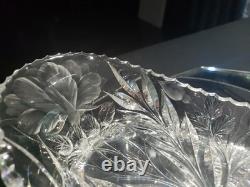 RARE 11 Celery Bowl American Brilliant period Cut Glass Crystal Pairpoint ROSE