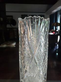 RARE 14 Cylinder VASE American Brilliant Period Cut Glass Crystal THATCHER BROS